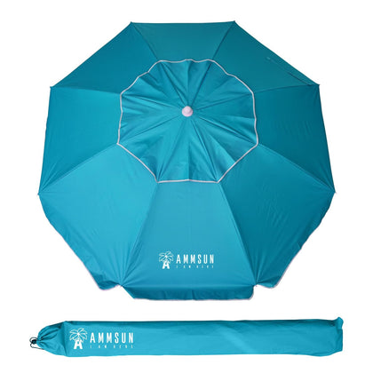 AMMSUN 6.5 ft heavy-duty beach umbrella tilt provides broad shade on sunny beaches.