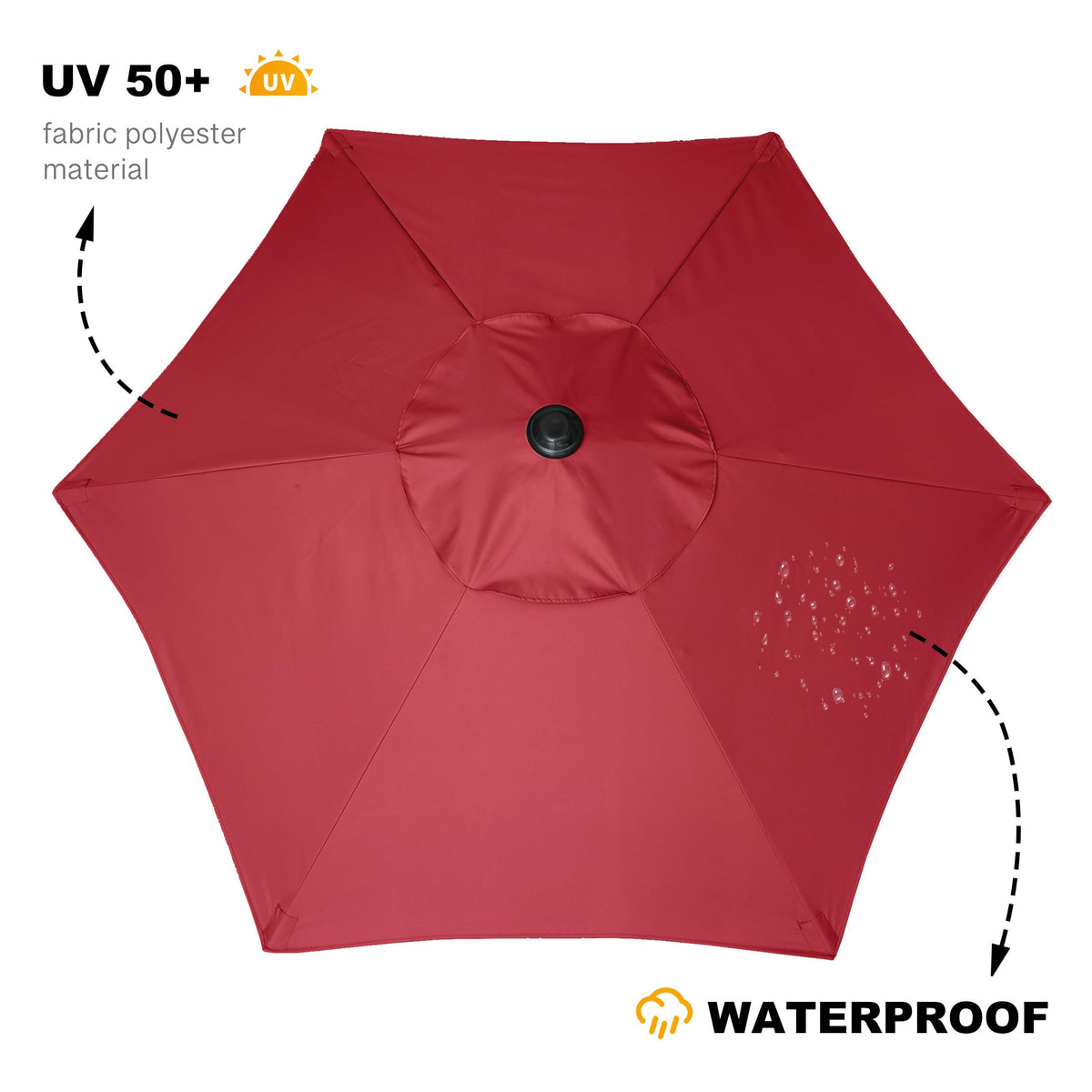 AMMSUN red umbrella with push-button tilt for adjustable shade