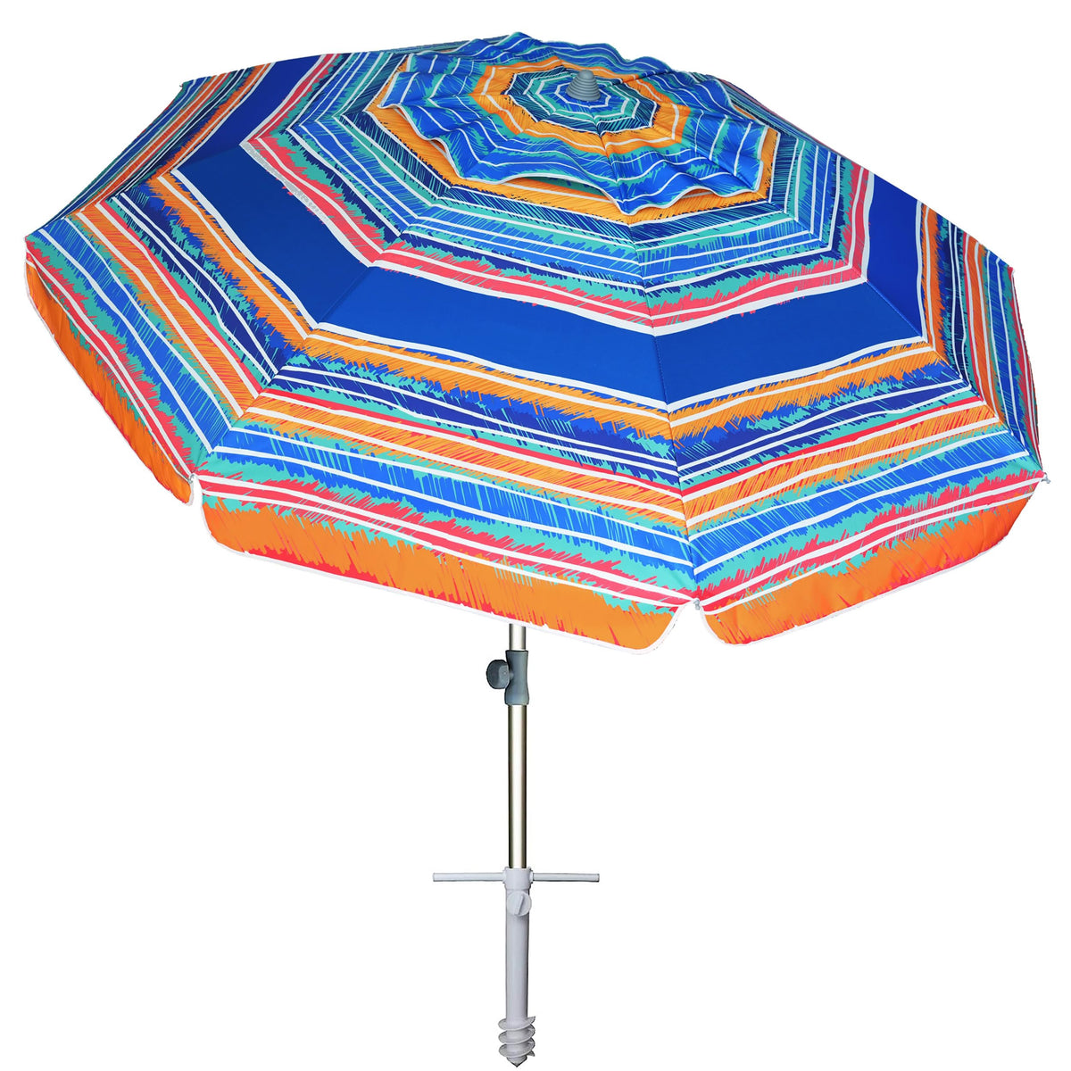 AMMSUN 7ft beach umbrella with sand anchor for stable shade on windy beaches