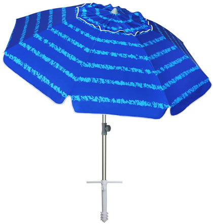 AMMSUN 7ft beach umbrella with sand anchor provides secure shade on sand.