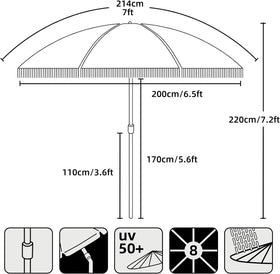 AMMSUN 7ft curved canopy with 6.5ft base footprint open