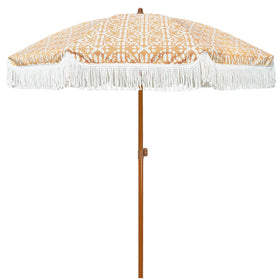 AMMSUN 7ft patio umbrella fringe tassel design adds stylish shade for outdoor lounging