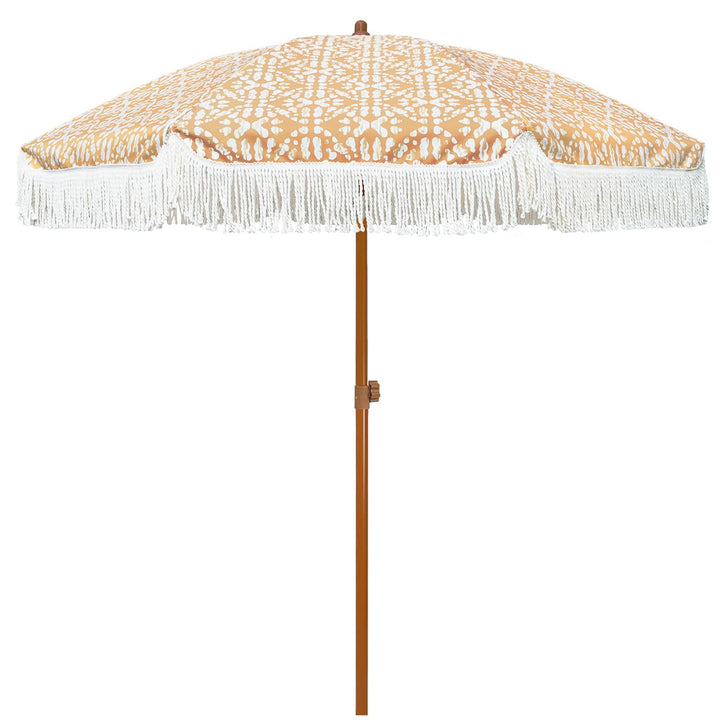 AMMSUN 7ft patio umbrella fringe tassel design adds stylish shade for outdoor lounging