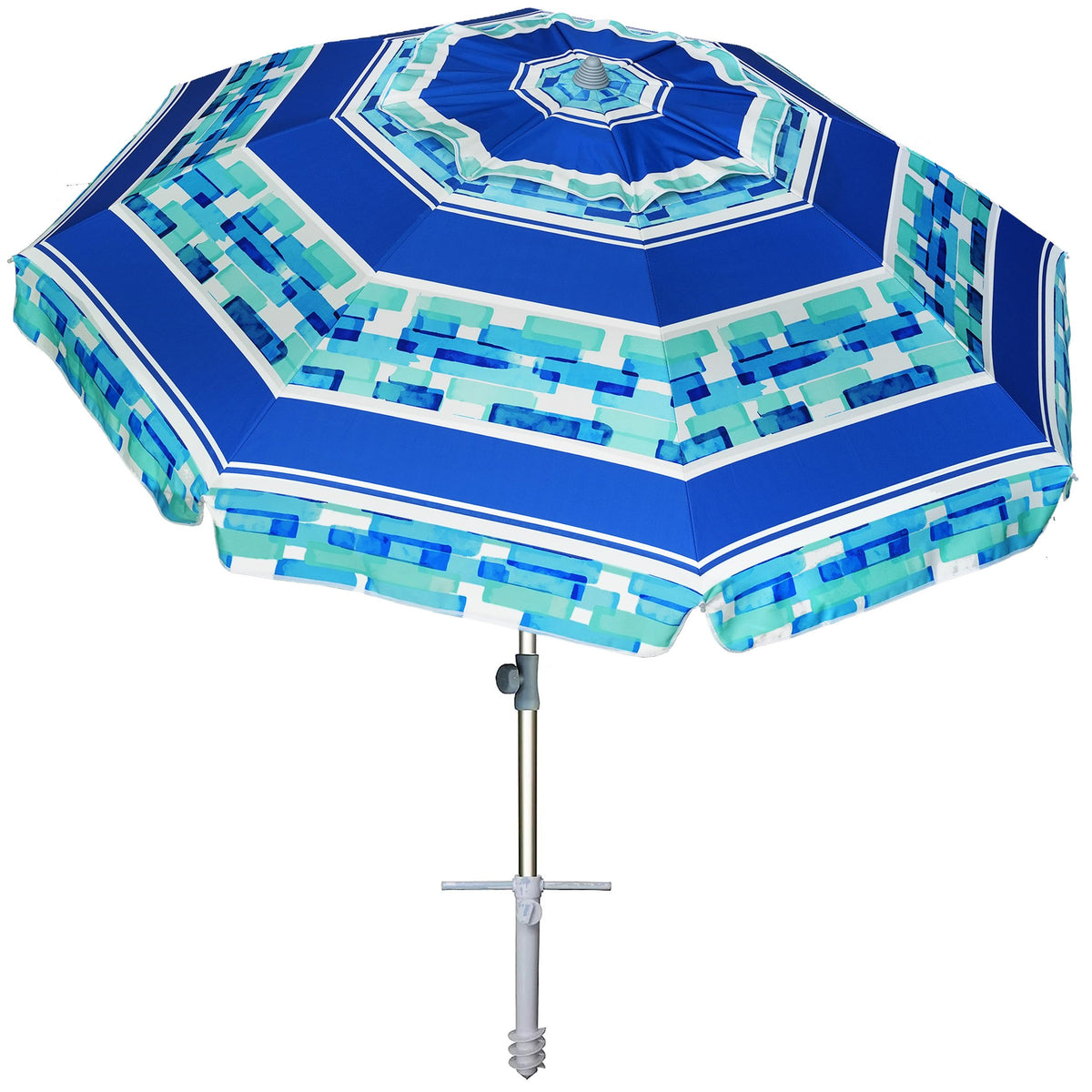 AMMSUN 7ft beach umbrella with sand anchor stabilizes shade on windy beach