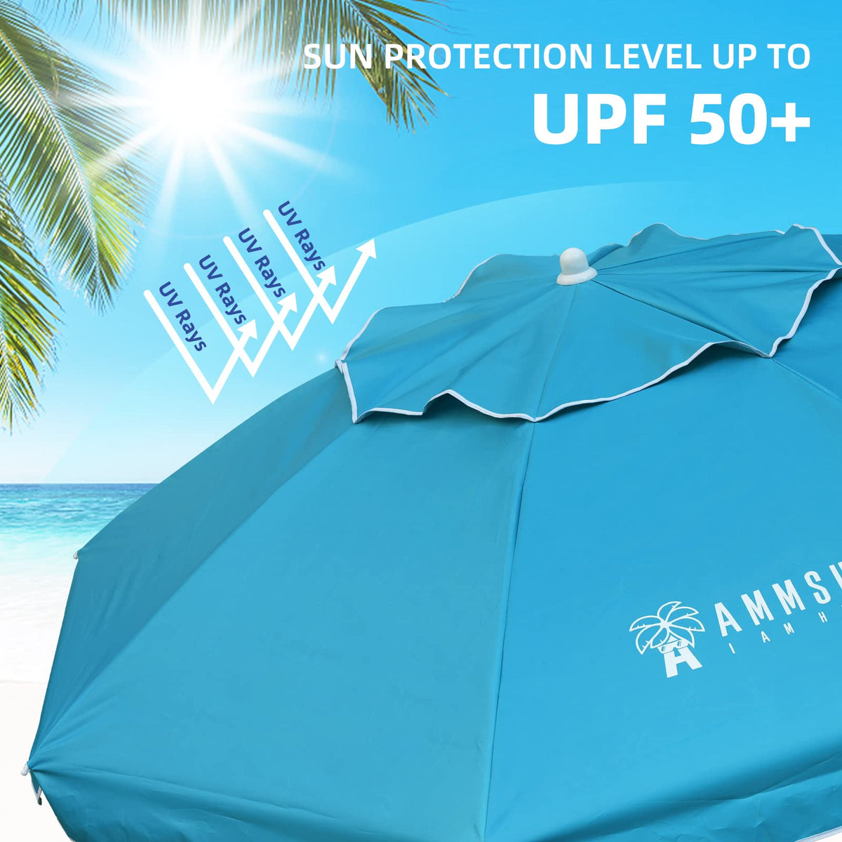 AMMSUN 8 rib canopy design provides balanced shade and durability.