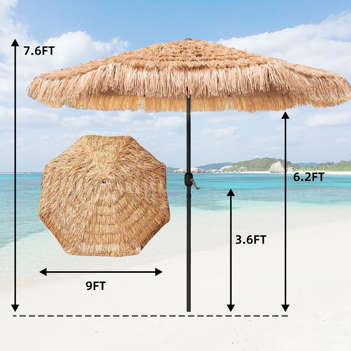 AMMSUN 9ft canopy creates ample room for friends at poolside or beach.