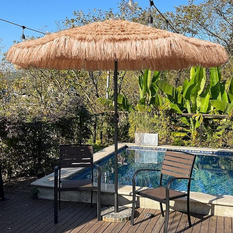 AMMSUN natural color thatched roof complements patios, gardens, and pool areas.