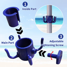 AMMSUN umbrella hook holds hats and bags, reducing beach clutter.