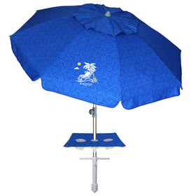 AMMSUN beach umbrella with sand anchor and table tray for stable beach shade.
