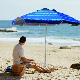 AMMSUN beach umbrella tilt feature allows customizable shade angles.