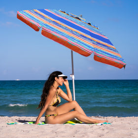 AMMSUN blue multicolor canopy adds vibrant style to beach or patio