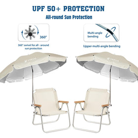 AMMSUN chair umbrella tilt and 360-degree swivel for flexible shading