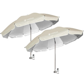AMMSUN chair umbrella with universal clamp securing on a chair for shade