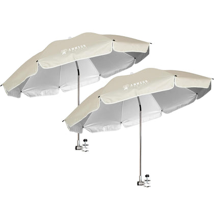 AMMSUN chair umbrella with universal clamp securing on a chair for shade