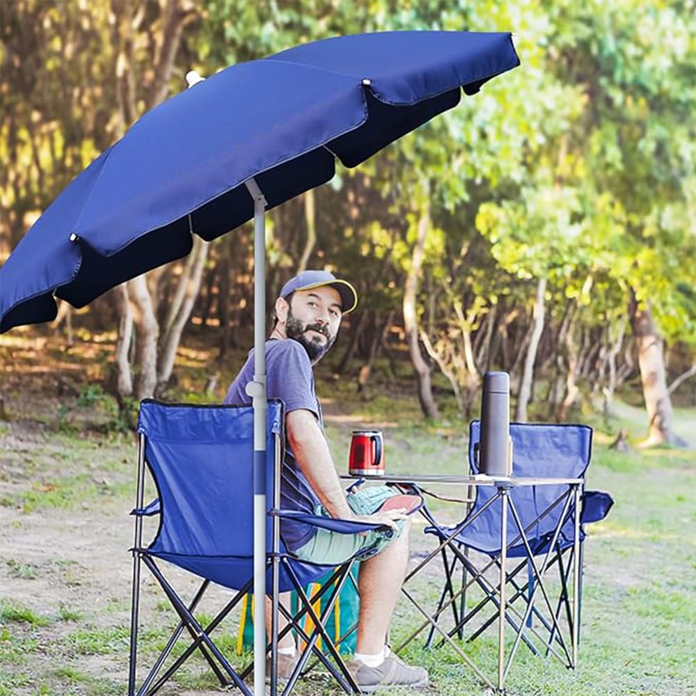 AMMSUN compact 6-foot umbrella fits easily for travel and storage.
