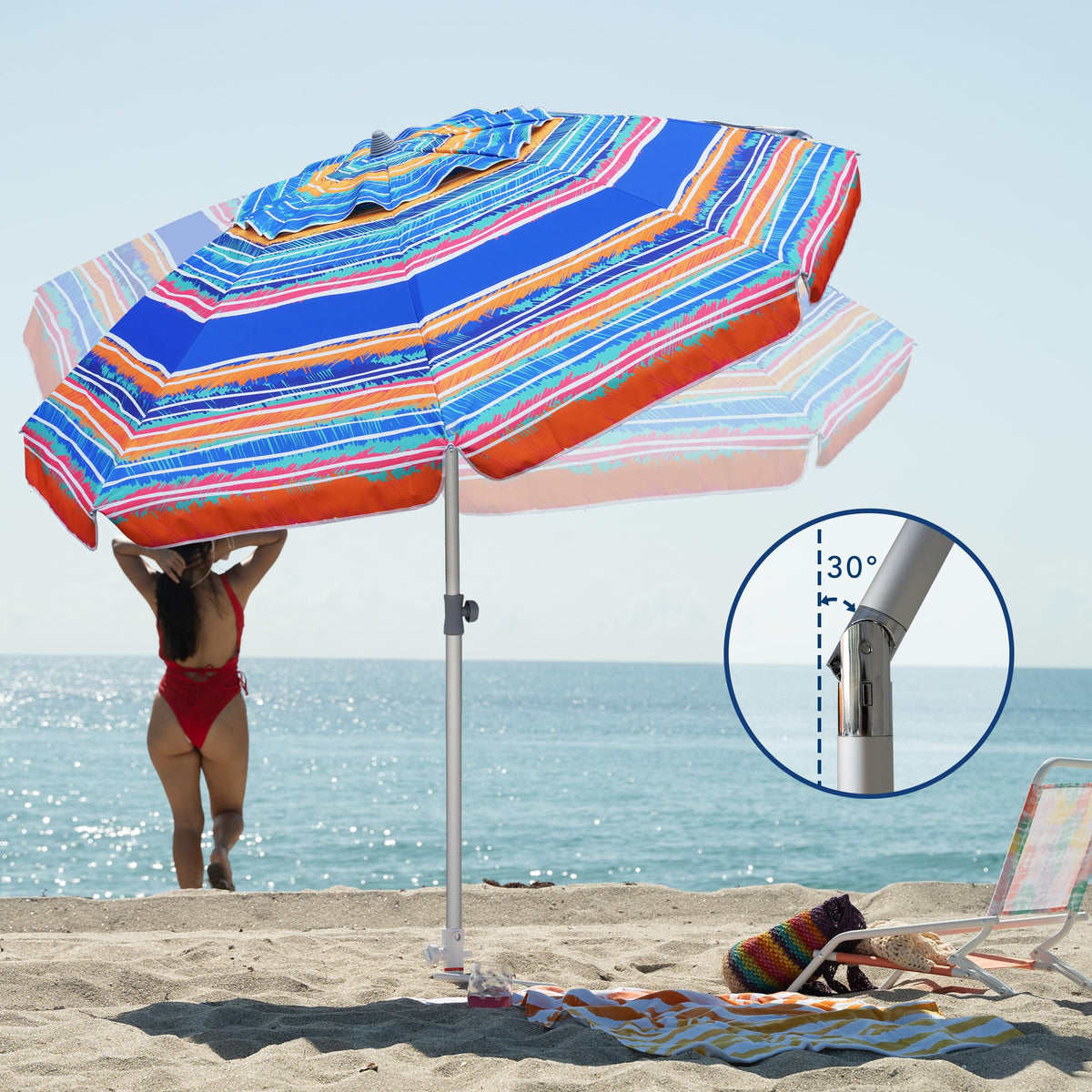 AMMSUN fiberglass ribs enhance rigidity in breezy conditions
