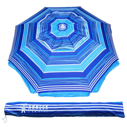 AMMSUN heavy-duty beach umbrella with tilt design provides adjustable shade on sunny beaches.