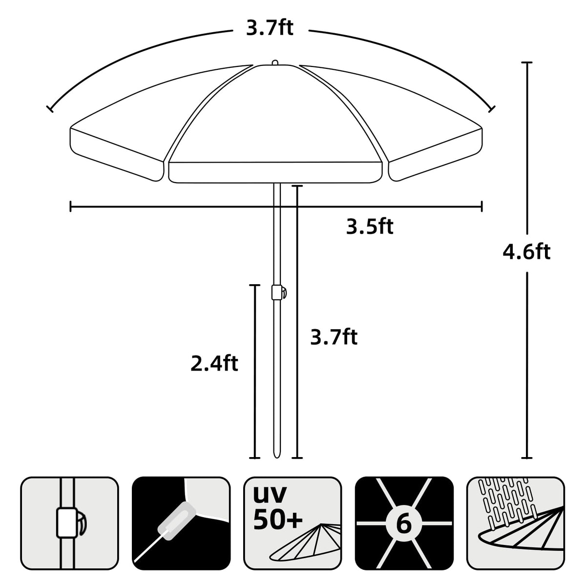 AMMSUN height-adjustable pole adapts to tables and kids' height.