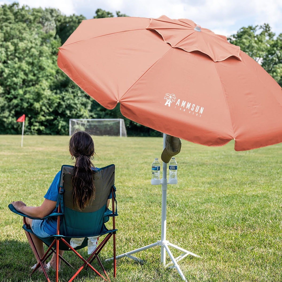 AMMSUN Shade Umbrella height-adjustment pole lets you tailor reach from 5 to 7 ft.