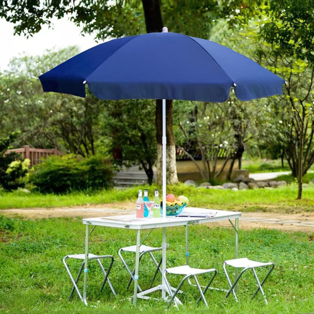 AMMSUN navy blue outdoor umbrella with UPF 50+ protection