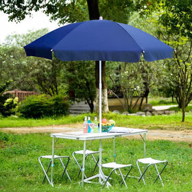 AMMSUN navy blue outdoor umbrella with UPF 50+ protection