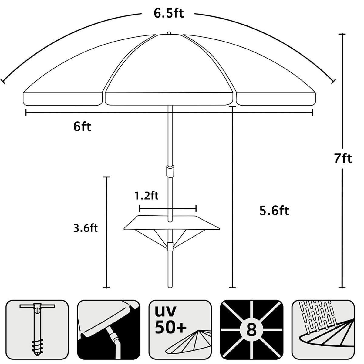 AMMSUN premium metal pole and robust frame for lasting durability.