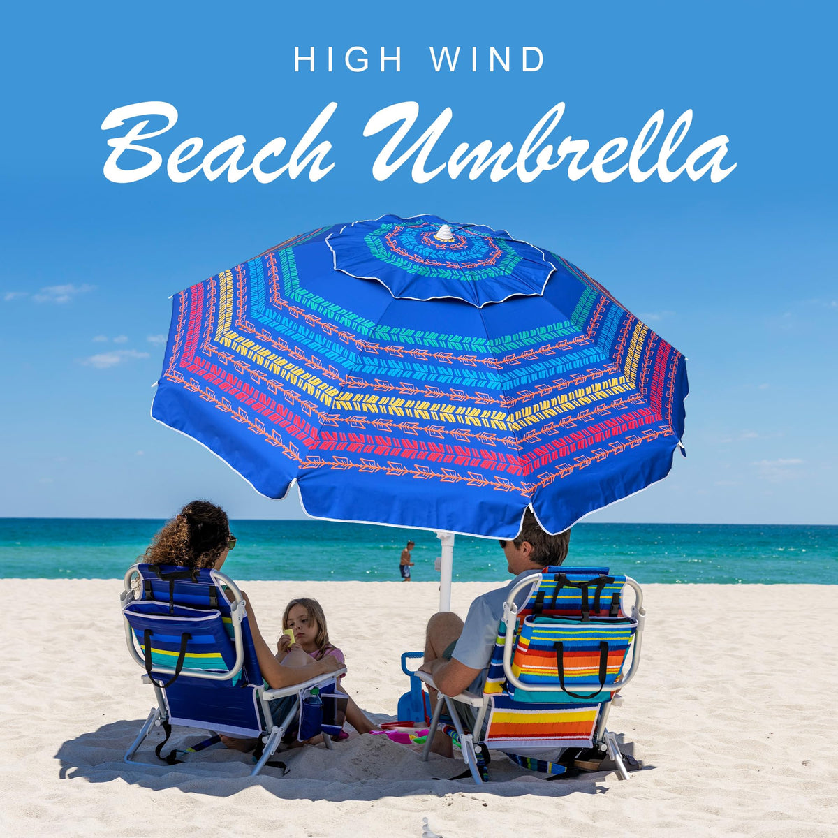 AMMSUN umbrella demonstrating the push-button tilt mechanism for shade adjustment