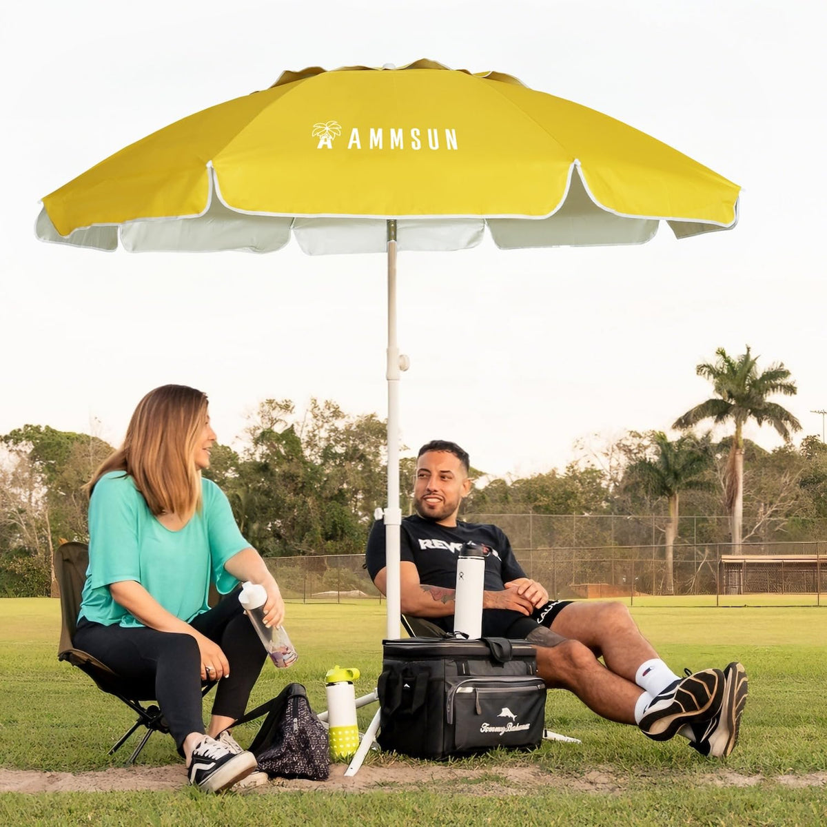 AMMSUN shade umbrella steel tripod base enhances wind stability outdoors.