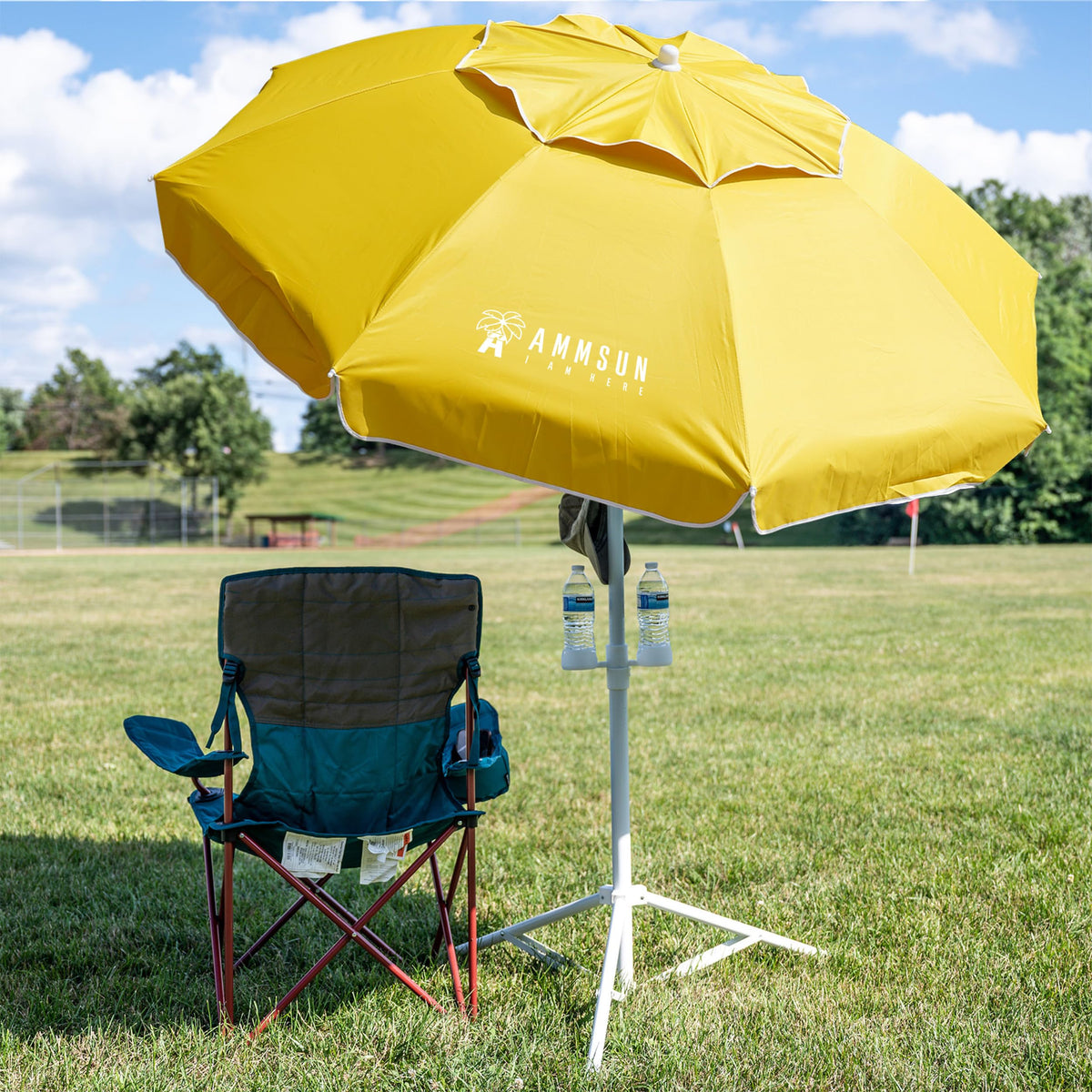 AMMSUN shade umbrella tilt feature adjusts shade angle for sun movement.
