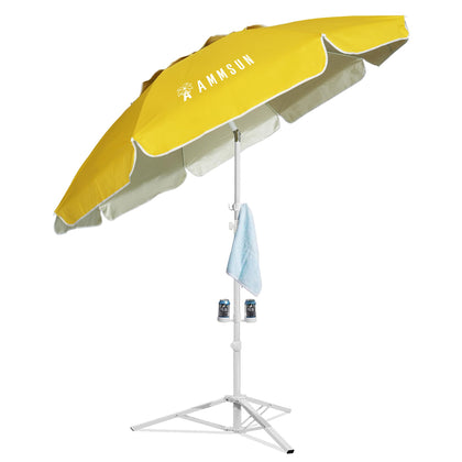 AMMSUN shade umbrella top with silver interior blocking sun for cooler shade.