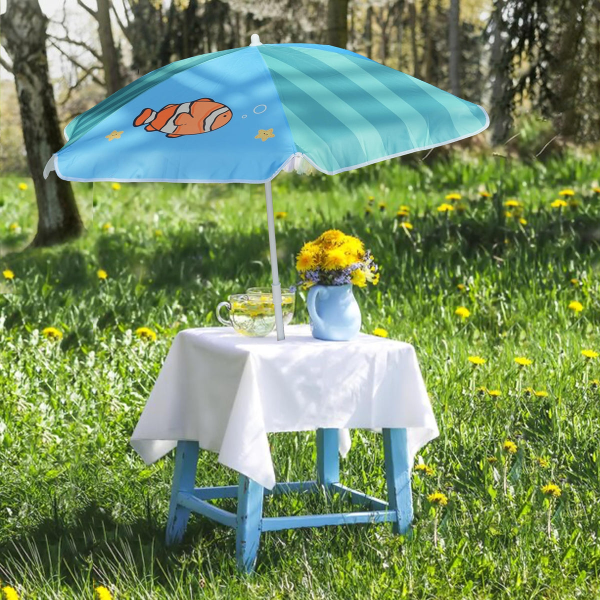 AMMSUN six-rib steel frame offers wind-resistant support during outdoor play.