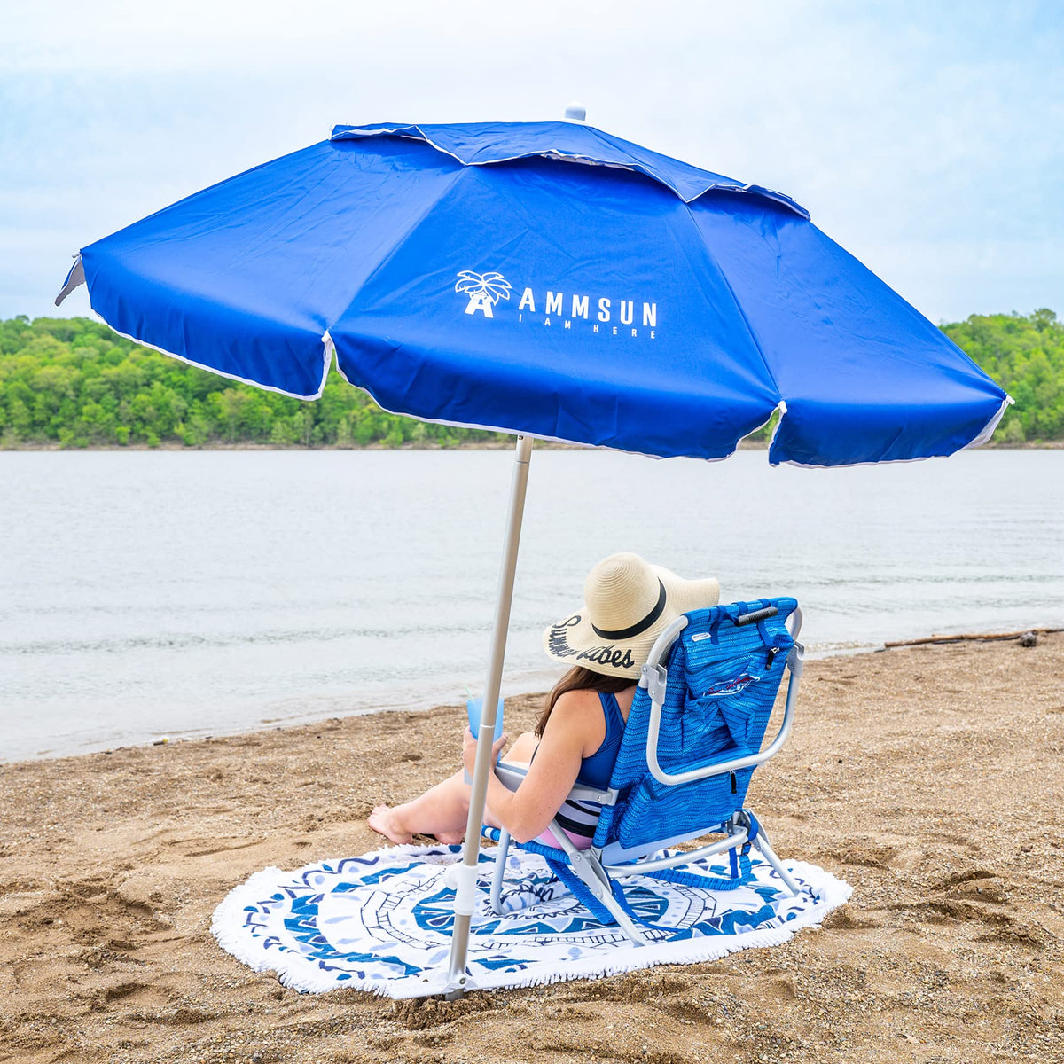 AMMSUN UPF 50+ umbrella blocks UV for sun safe outdoor moments