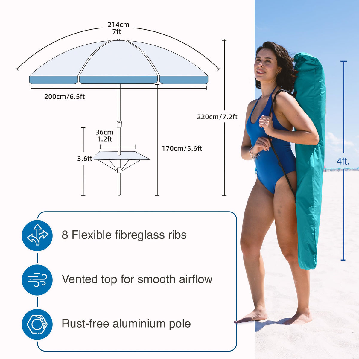 AMMSUN UPF 50+ fabric blocks most UV rays for sun-safe lounging