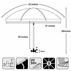 AMMSUN XL Chair Umbrella navy blue, sold as a 2-pack.