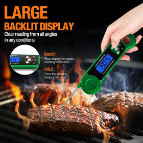 AMMZO digital meat thermometer retractable-probe keeps hands safe during high heat