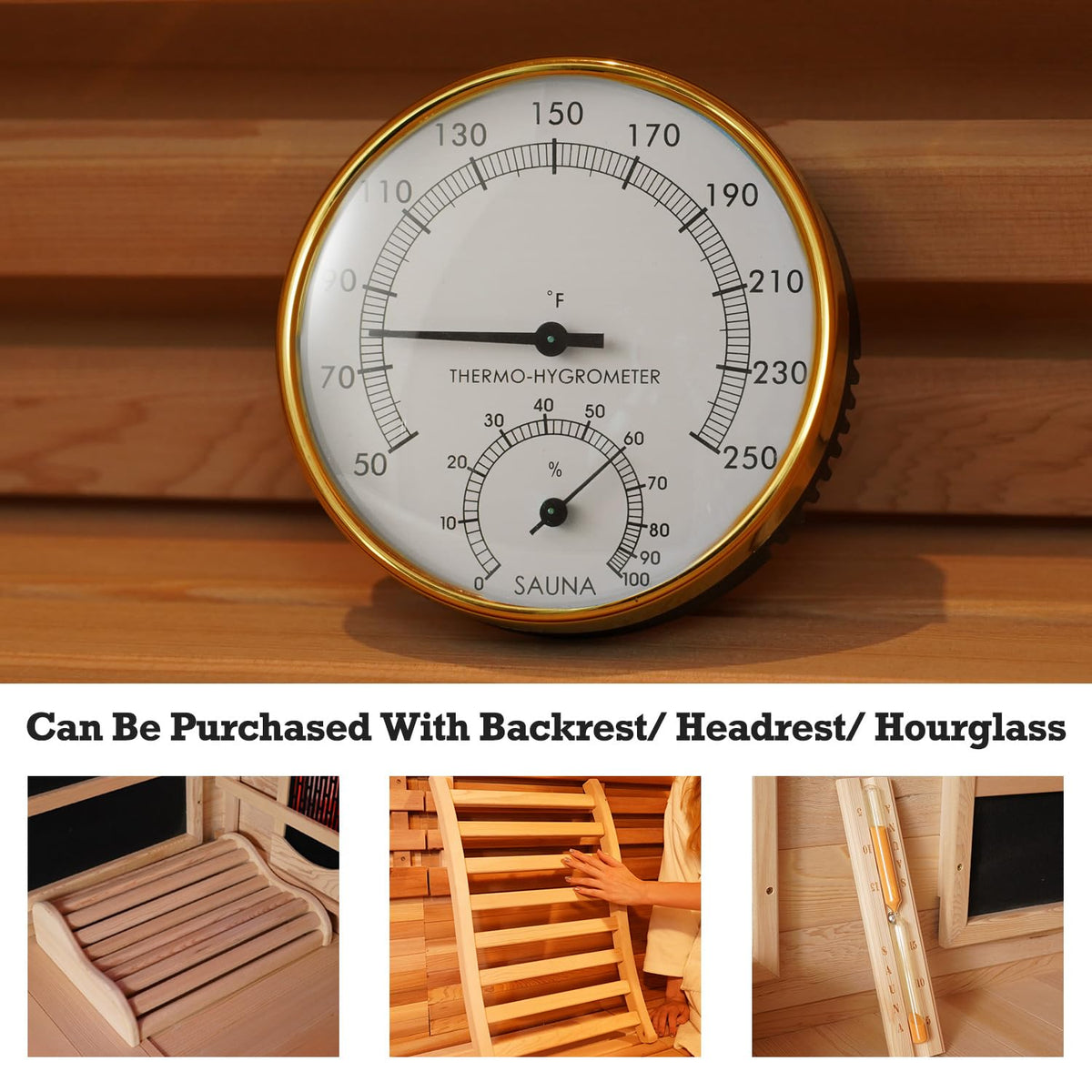 Amocane barrel sauna setup uses 2-in-1 meter for optimal conditions.