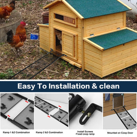 AMOEJOV easy-assembly coop ramp with three parts and screws.