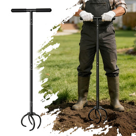 Amorest Heavy Duty Hand Tiller front view, rugged powder-coated steel for tough soil