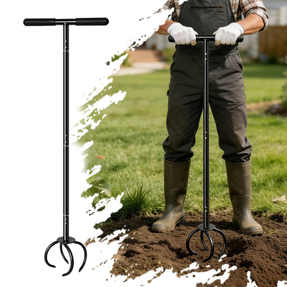Amorest Heavy Duty Hand Tiller front view, rugged powder-coated steel for tough soil