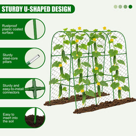 Amoskey cucumber trellis garden netting provides sturdy support for cucumbers and tomatoes