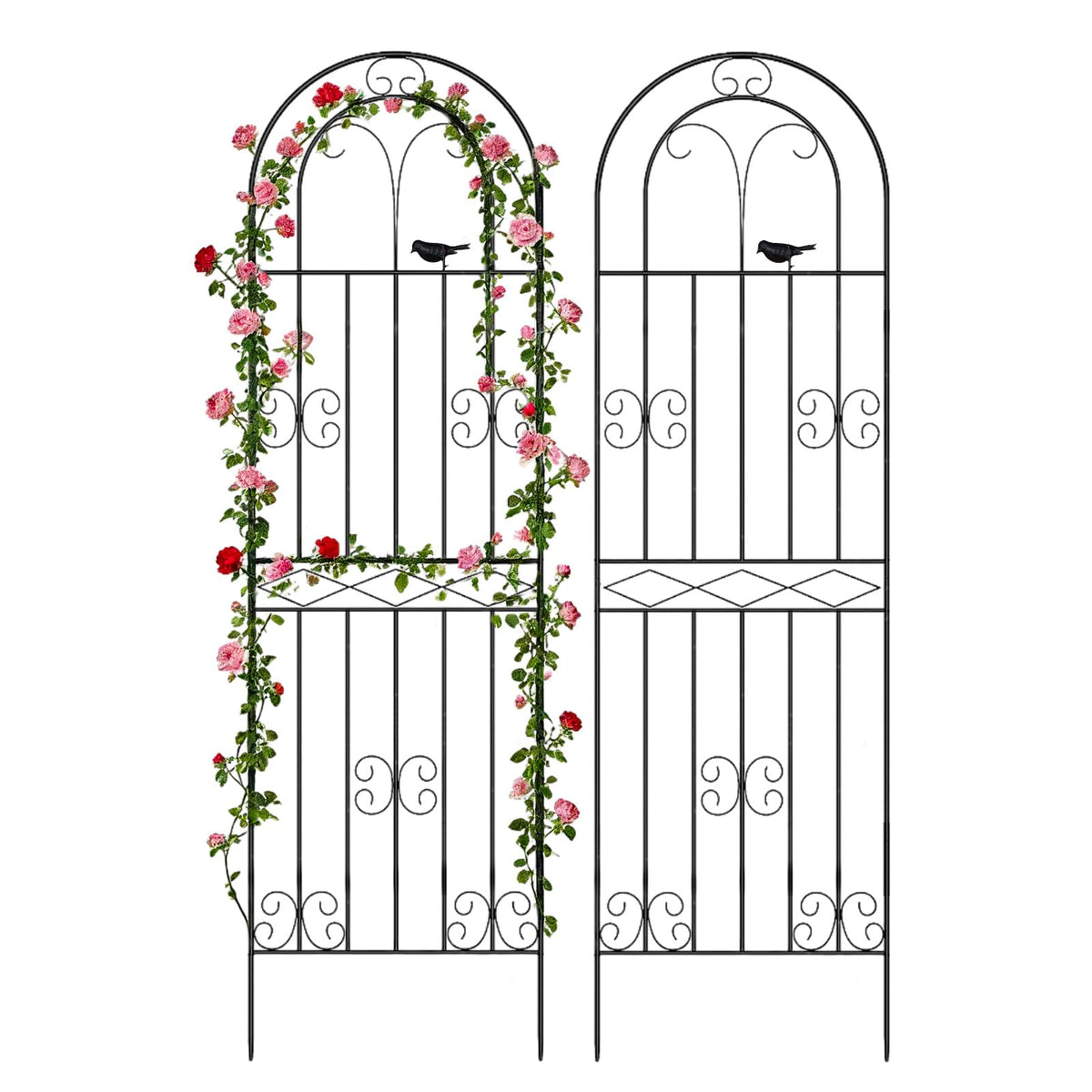 Amoskey two-pack trellis during installation provides sturdy vertical support for climbing plants.