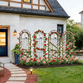 Amoskey garden trellis adds vertical decor that enhances patio appeal.