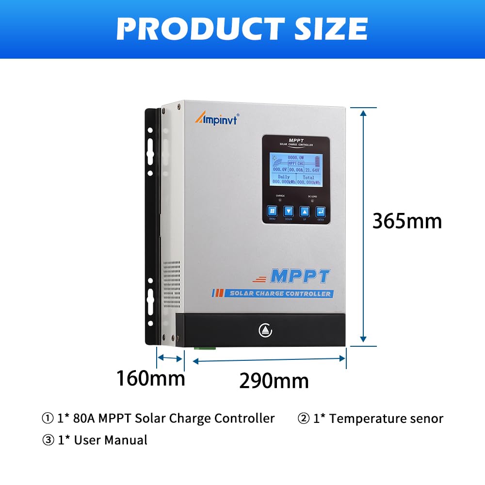 AMPINVT 80A MPPT controller installation ready for various setups
