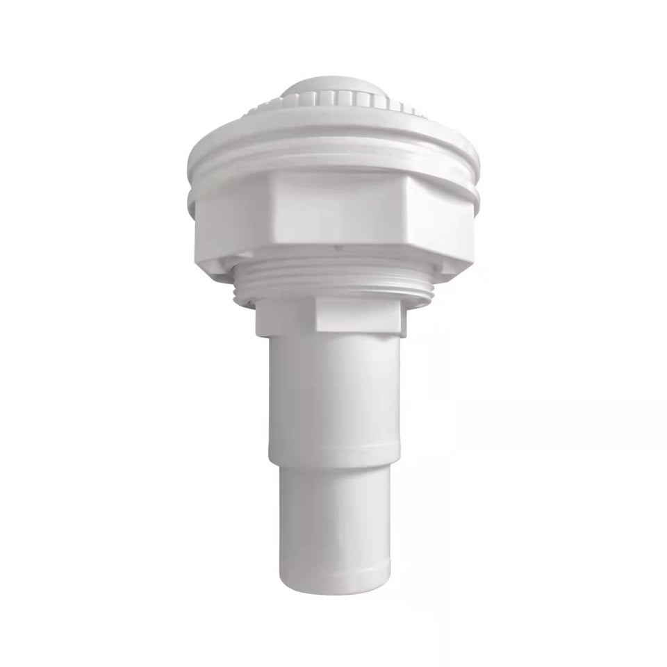 Amptyhub above-ground pool return jet fitting assembly for vinyl liners, ready for easy replacement.