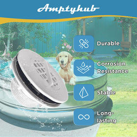 Amptyhub strainer nut secures the assembly on 1-1/2 inch hoses