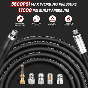 Ampvolts sewer jetter 100 ft hose extended for deep pipe access