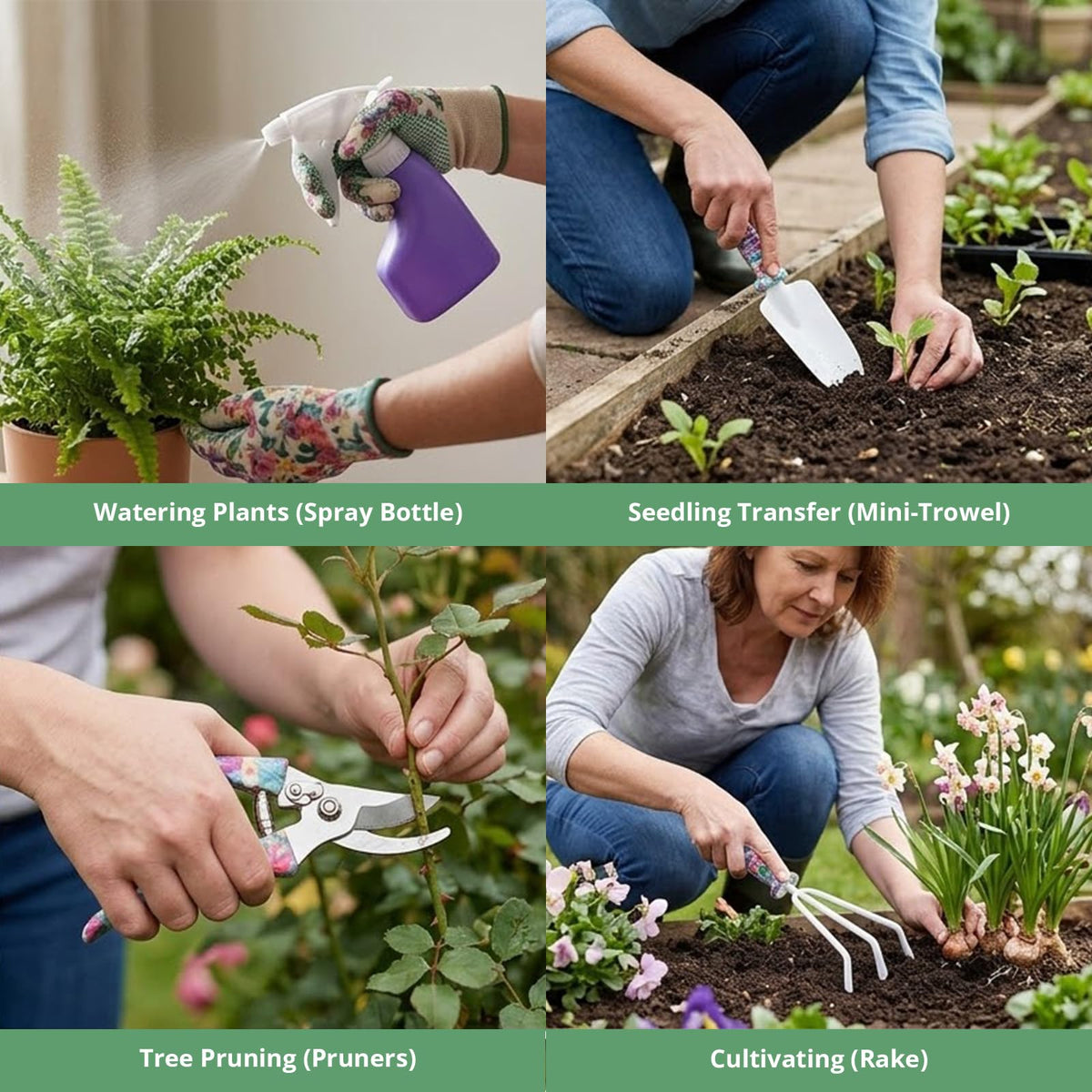 Amroicus spray bottle with floral pattern, ergonomic for even misting of indoor plants.