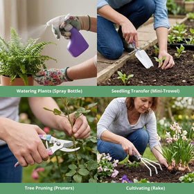 Amroicus spray bottle with floral pattern, ergonomic for even misting of indoor plants.