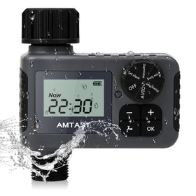 AMTAST Sprinkler Timer dial-setup shows clear scheduling for reliable irrigation.