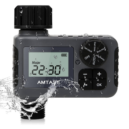 AMTAST Sprinkler Timer dial-setup shows clear scheduling for reliable irrigation.
